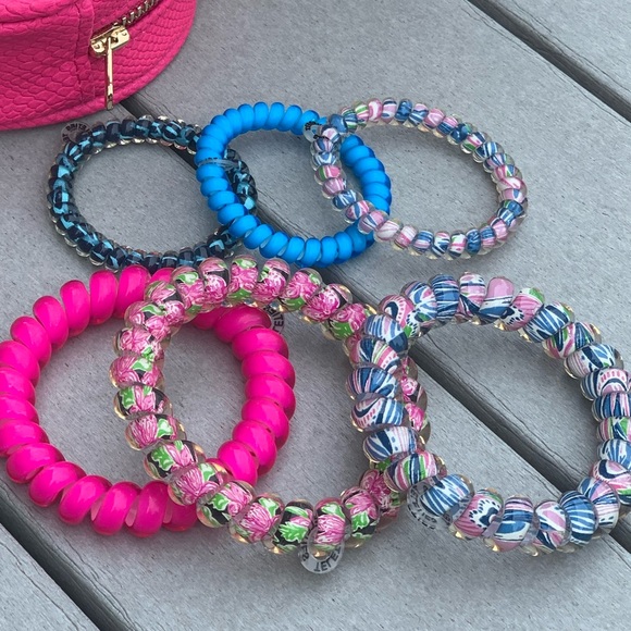 Lilly Pulitzer multicolor Teleties Hair ties pink blue - Picture 7 of 9
